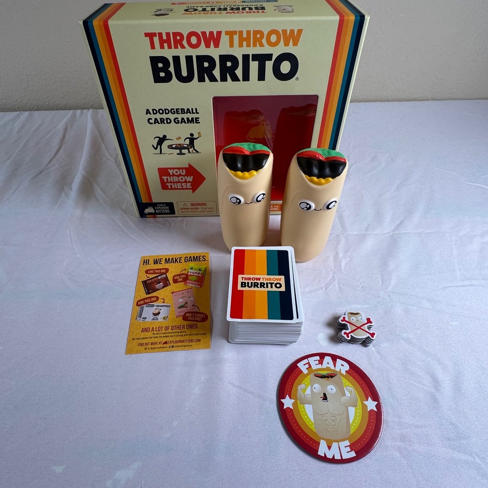 Exploding Kittens Throw Throw Burrito Dodgeball Card Game Party Game Complete